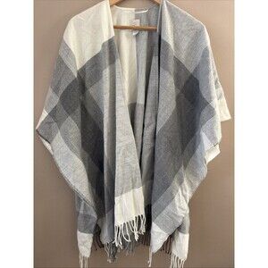 A New Day Women’s Plaid Shawl Gray Wrap Scarf One Size Cozy Fall Layering